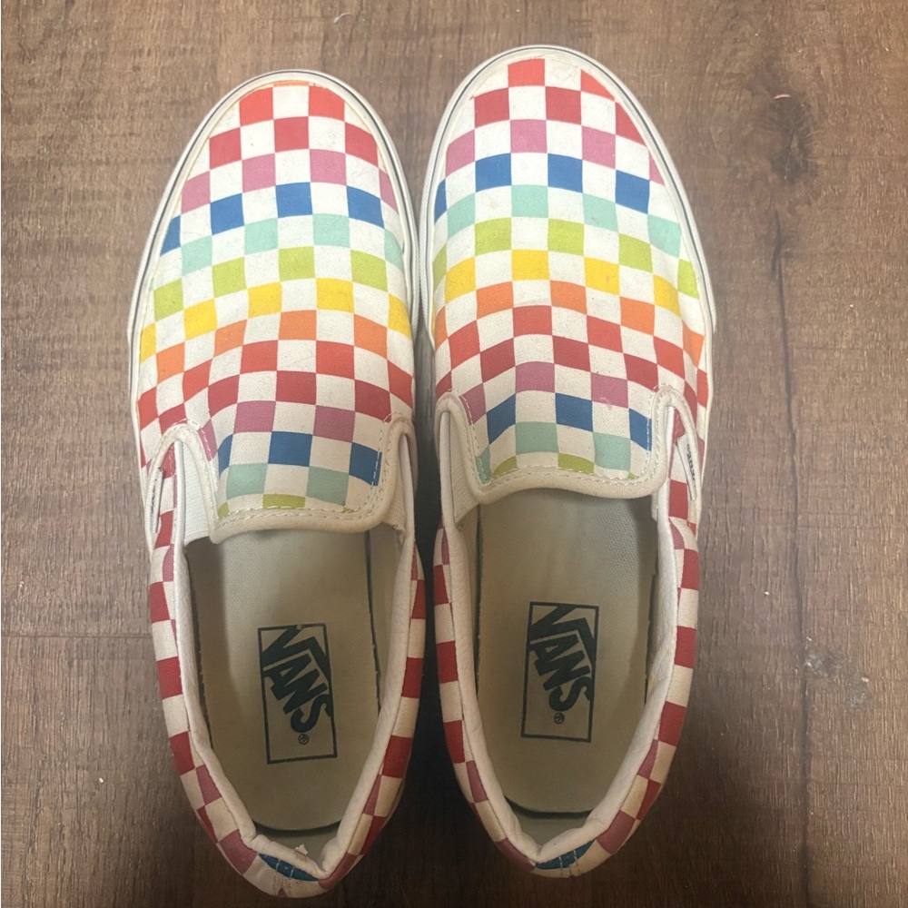 Vans colorful checkered slip on